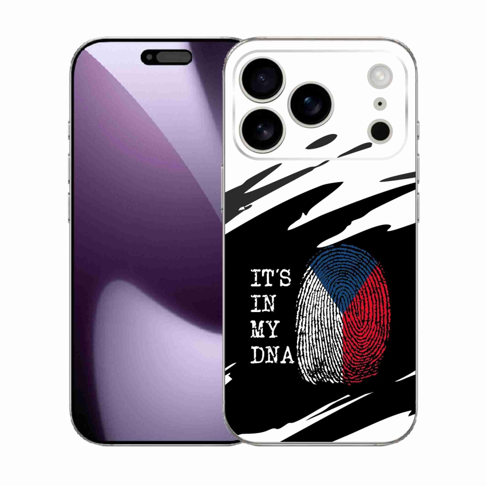 Gelový kryt mmCase na iPhone 17 Pro - vlajka otisk prstu černobílé pozadí