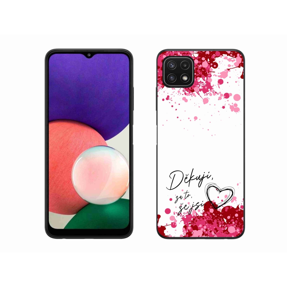 Gelový kryt mmCase na Samsung Galaxy A22 5G - zamilovaný text 2 bílé pozadí