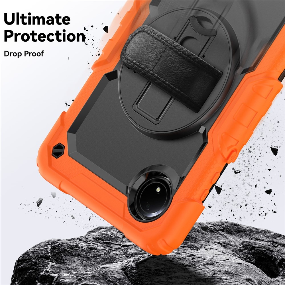Strap odolný kryt s držákem na ruku a ramenním popruhem na Xiaomi Redmi Pad SE 8.7 - oranžový