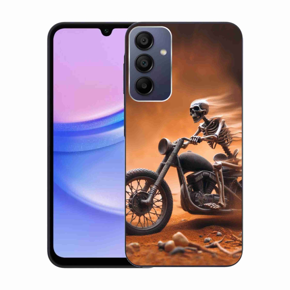 Gelový kryt mmCase na Samsung Galaxy A15 4G/5G - kostra na motorce