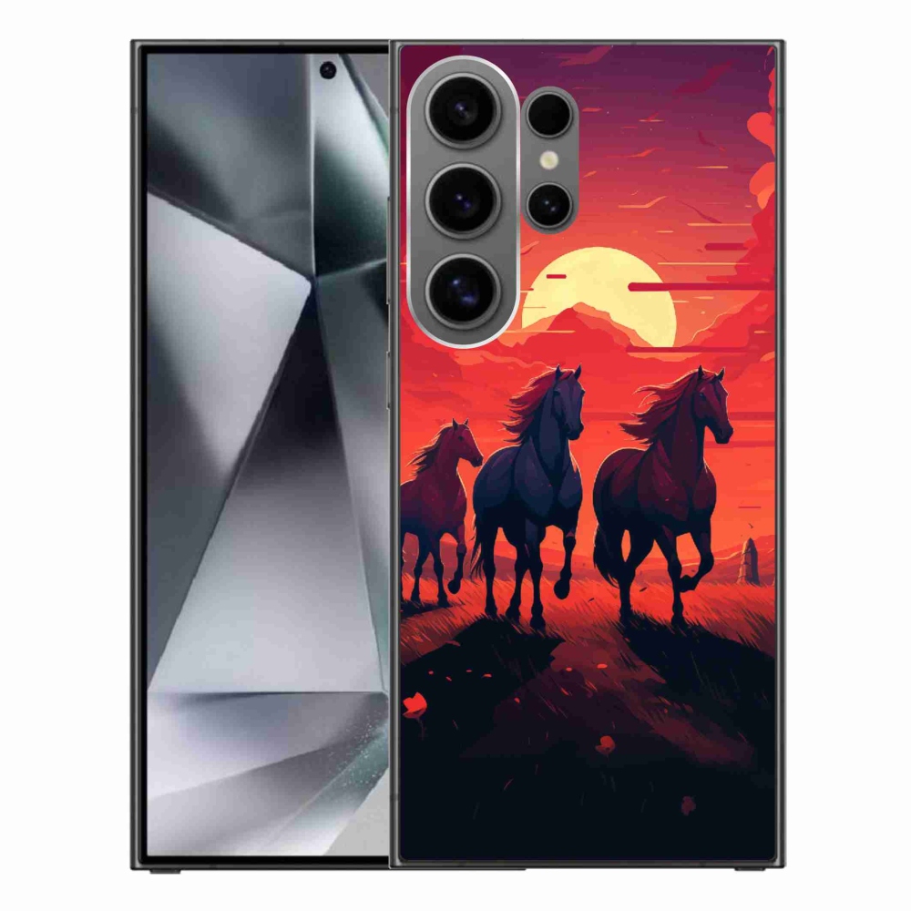 Gelový kryt mmCase na Samsung Galaxy S24 Ultra - koně a západ slunce