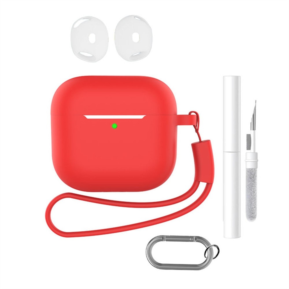 Set silikonový obal na Apple AirPods 4 s čistící sadou - červený
