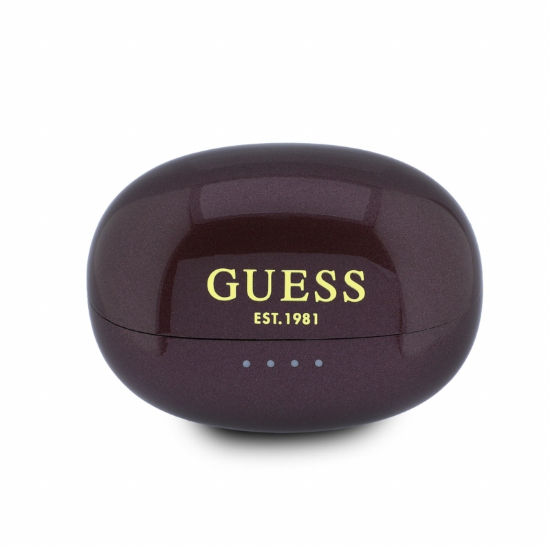 Guess Metallic Finish Classic Logo OWS Bezdrátová Sluchátka Burgundy