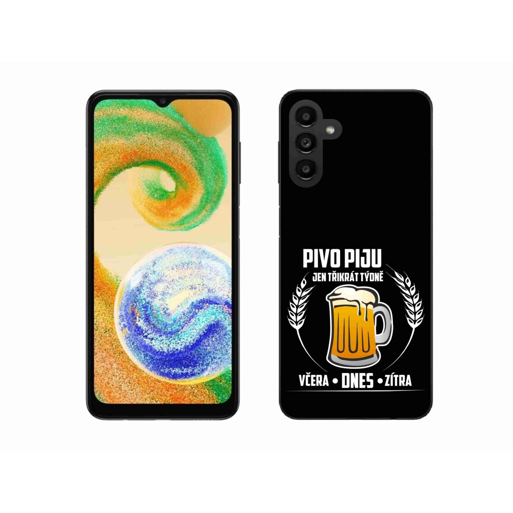Gelový kryt mmCase na Samsung Galaxy A04s (164.7x76.7x9.1mm) - pivní motiv černé pozadí