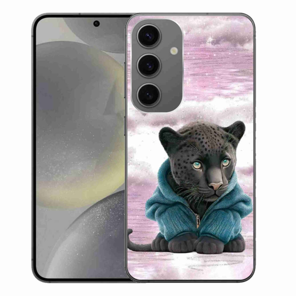 Gelový kryt mmCase na Samsung Galaxy S24+ - černý panter ve svetru