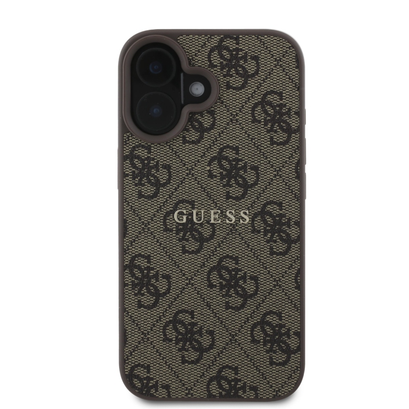 Guess PU 4G Classic Logo MagSafe Zadní Kryt pro iPhone 16 Plus Brown