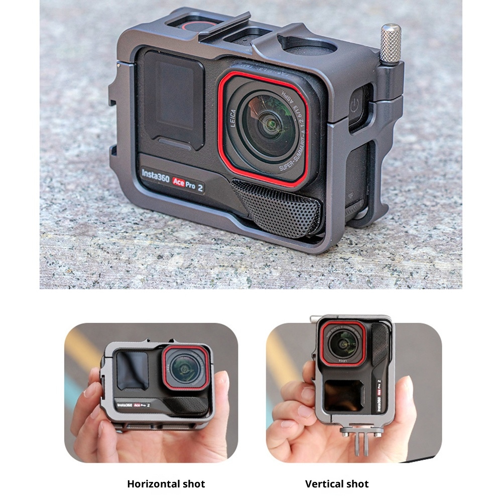 Hliníkový ochranný rám se dvěma držáky příslušenství pro Insta360 Ace Pro 2, Ace Pro a Ace
