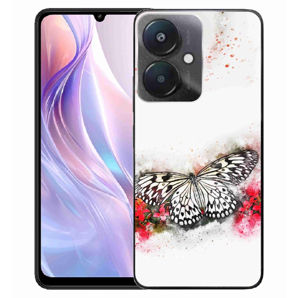 Gelový kryt mmCase na Xiaomi Redmi 13C 5G - černobílý motýl