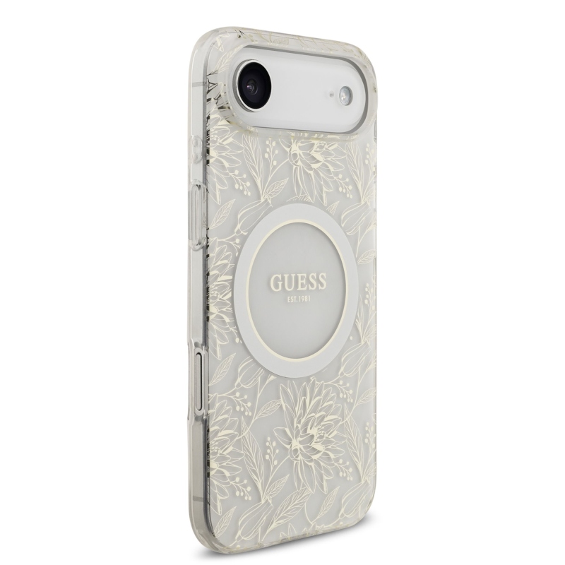 Guess IML Flowers Allover Strap MagSafe Zadní Kryt pro iPhone Air White