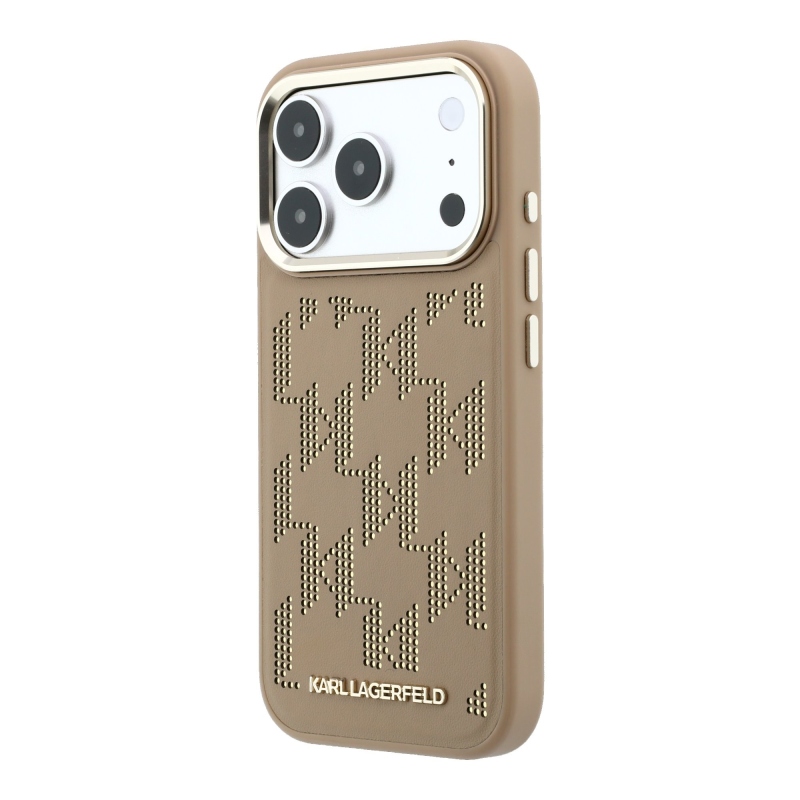 Karl Lagerfeld PU Perforated Monogram MagSafe Zadní Kryt pro iPhone 17 Pro Beige