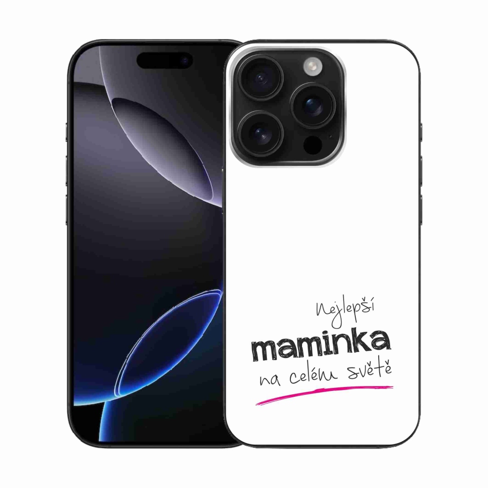 Gelový kryt mmCase na iPhone 16 Pro - nejlepší maminka 4 bílé pozadí