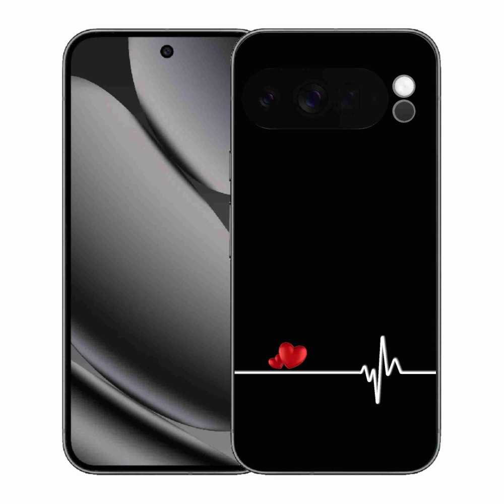 Gelový kryt mmCase na Google Pixel 10 Pro XL - srdce a tep černé pozadí