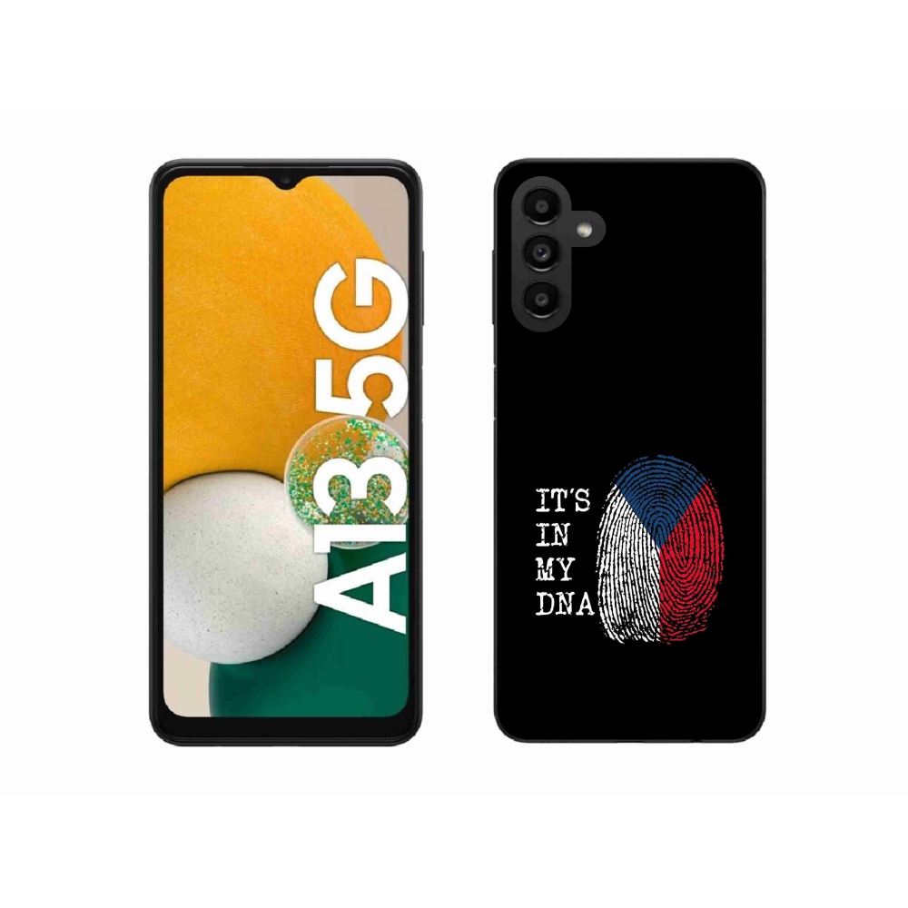 Gelový kryt mmCase na Samsung Galaxy A13 5G - vlajka otisk prstu černé pozadí