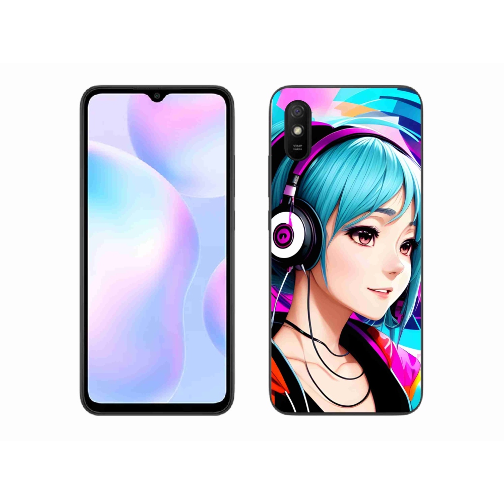 Gelový kryt mmCase na Xiaomi Redmi 9AT - dívka se sluchátky