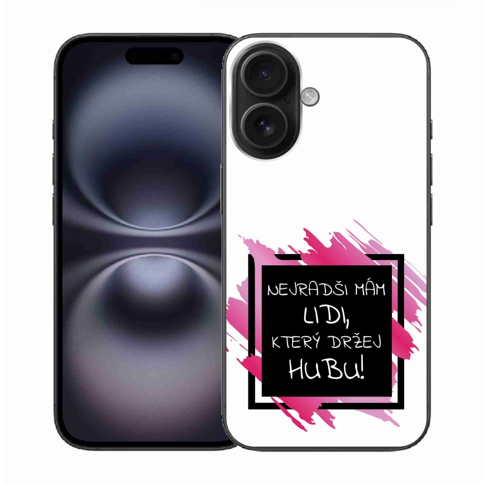 Gelový kryt mmCase na iPhone 16 - vtipný text 7 černobílé pozadí