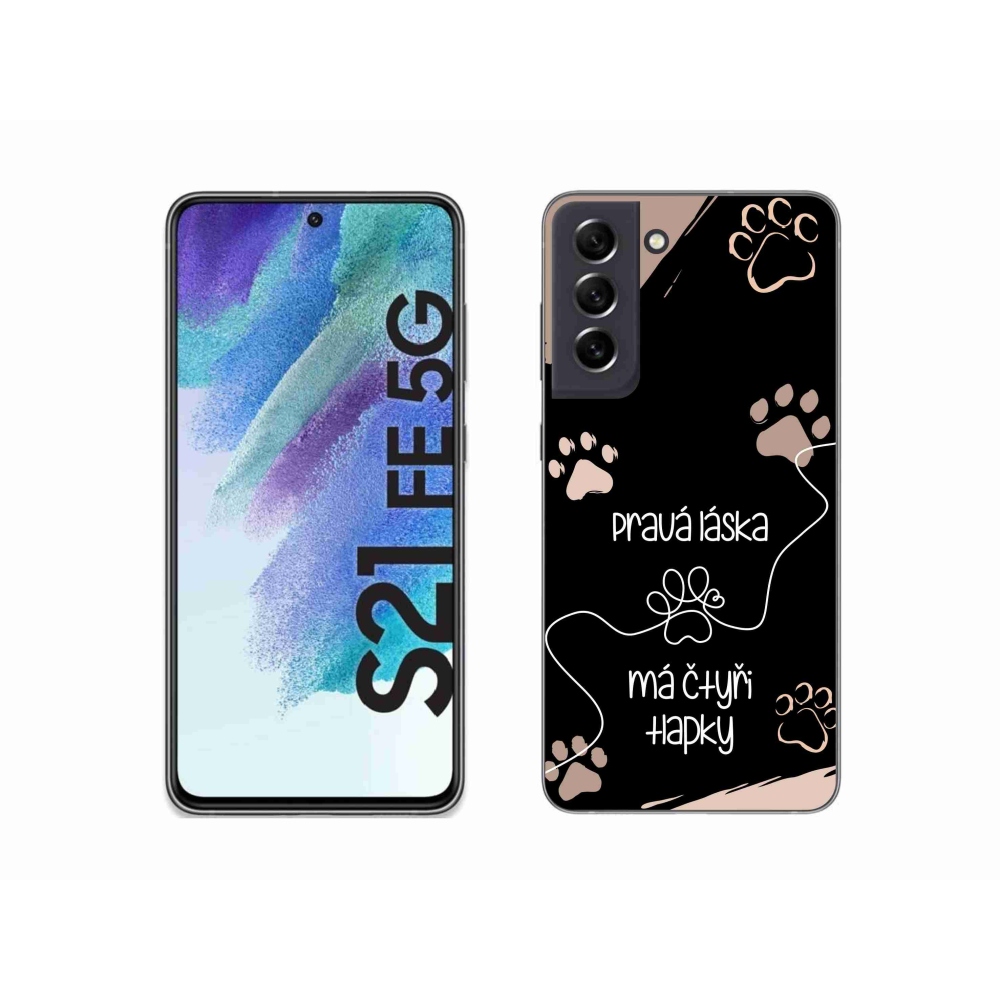 Gelový kryt mmCase na Samsung Galaxy S21 FE 5G - psí motiv 1 černé pozadí