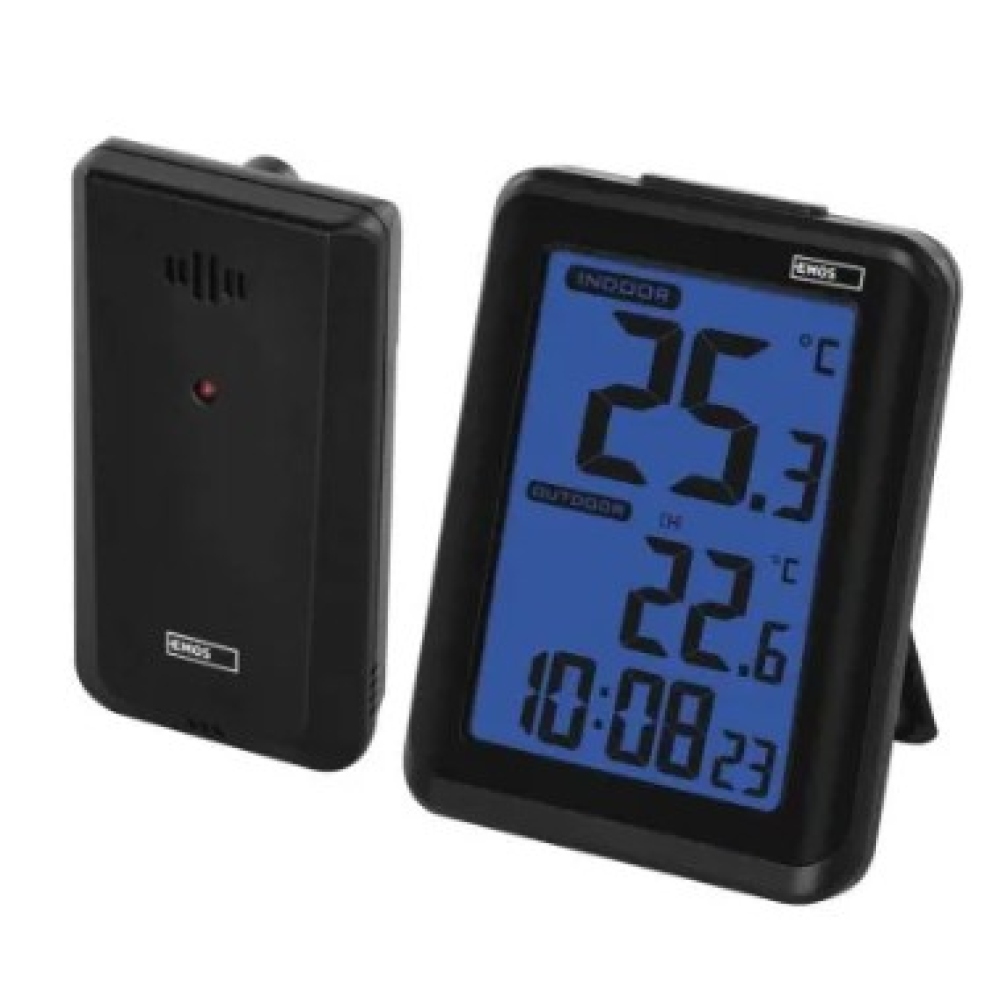 Digitální teploměr, bezdrátové čidlo, budík E8636