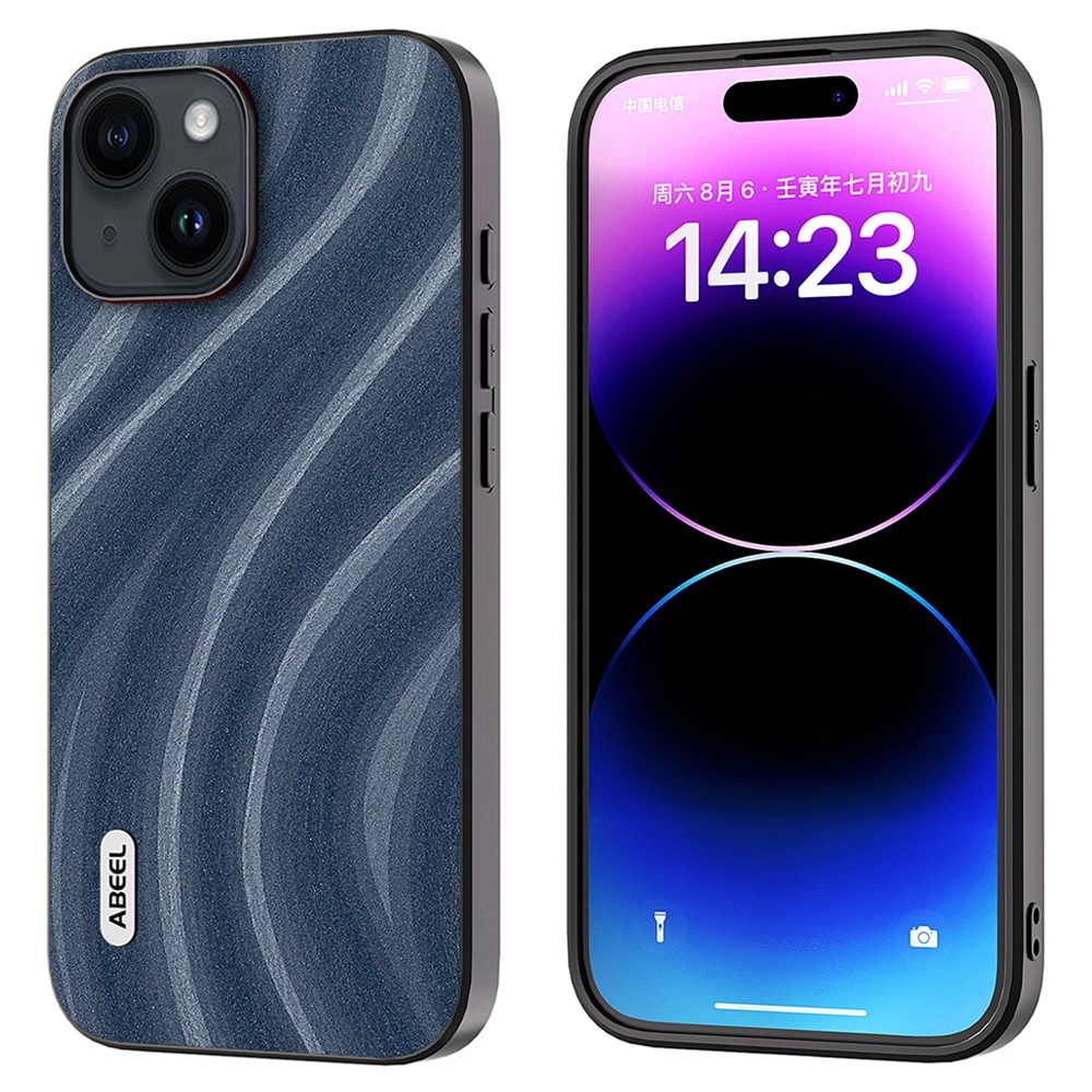 ABEEL Milky gelový obal s pevnými zády na iPhone 15 Plus - modrý