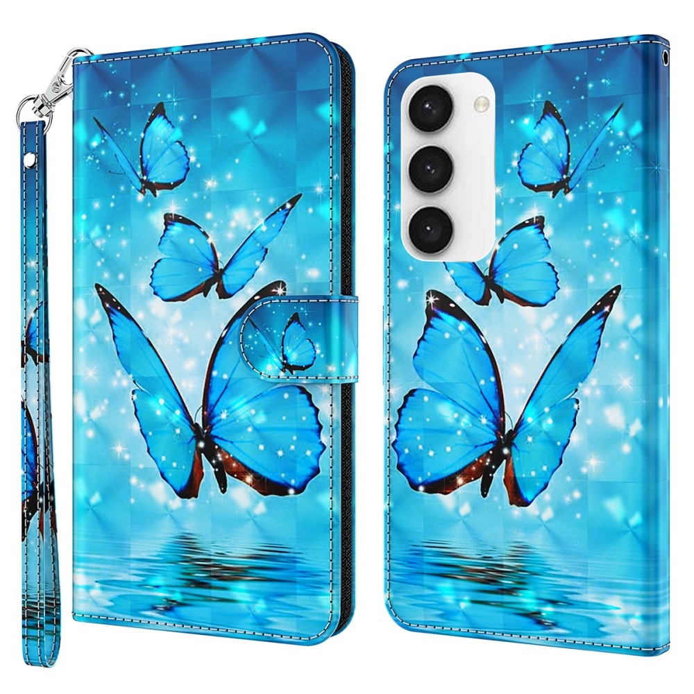 Print knížkové pouzdro na Samsung Galaxy S24 - modří motýli