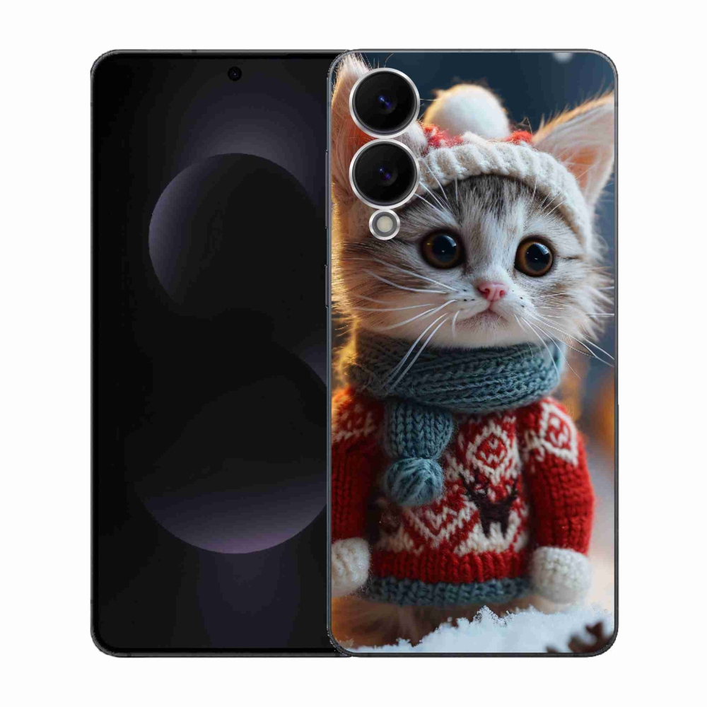 Gelový kryt mmCase na Samsung Galaxy S25 Edge - kotě ve svetru