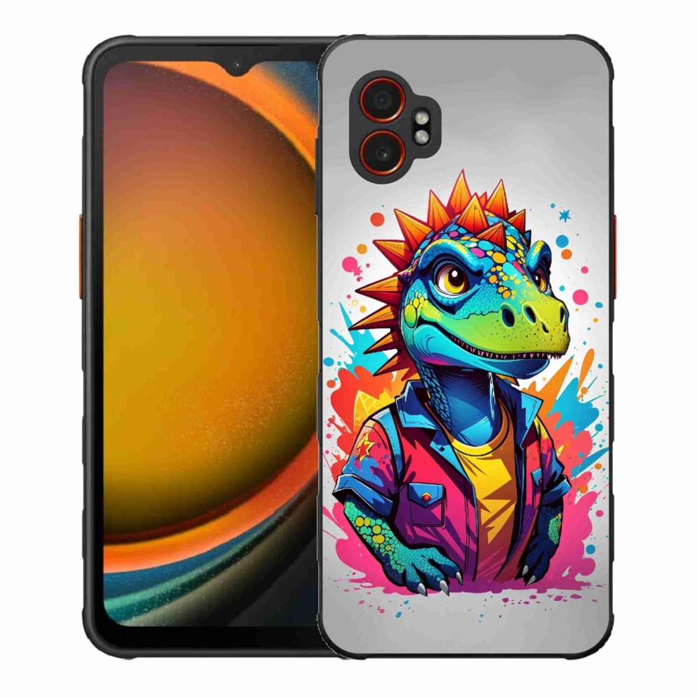Gelový kryt mmCase na Samsung Galaxy Xcover 7 Pro - barevný dinosaurus