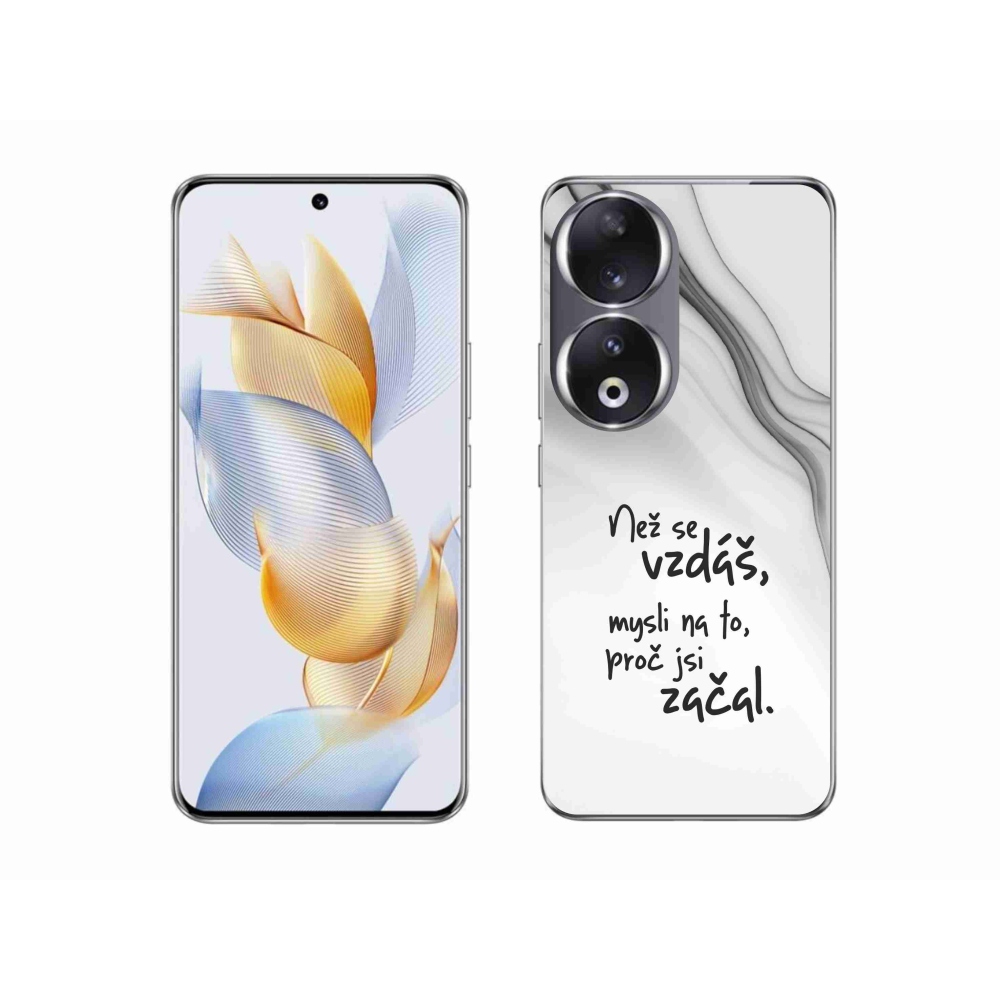 Gelový kryt mmCase na Honor 90 - citát 2 bílé pozadí