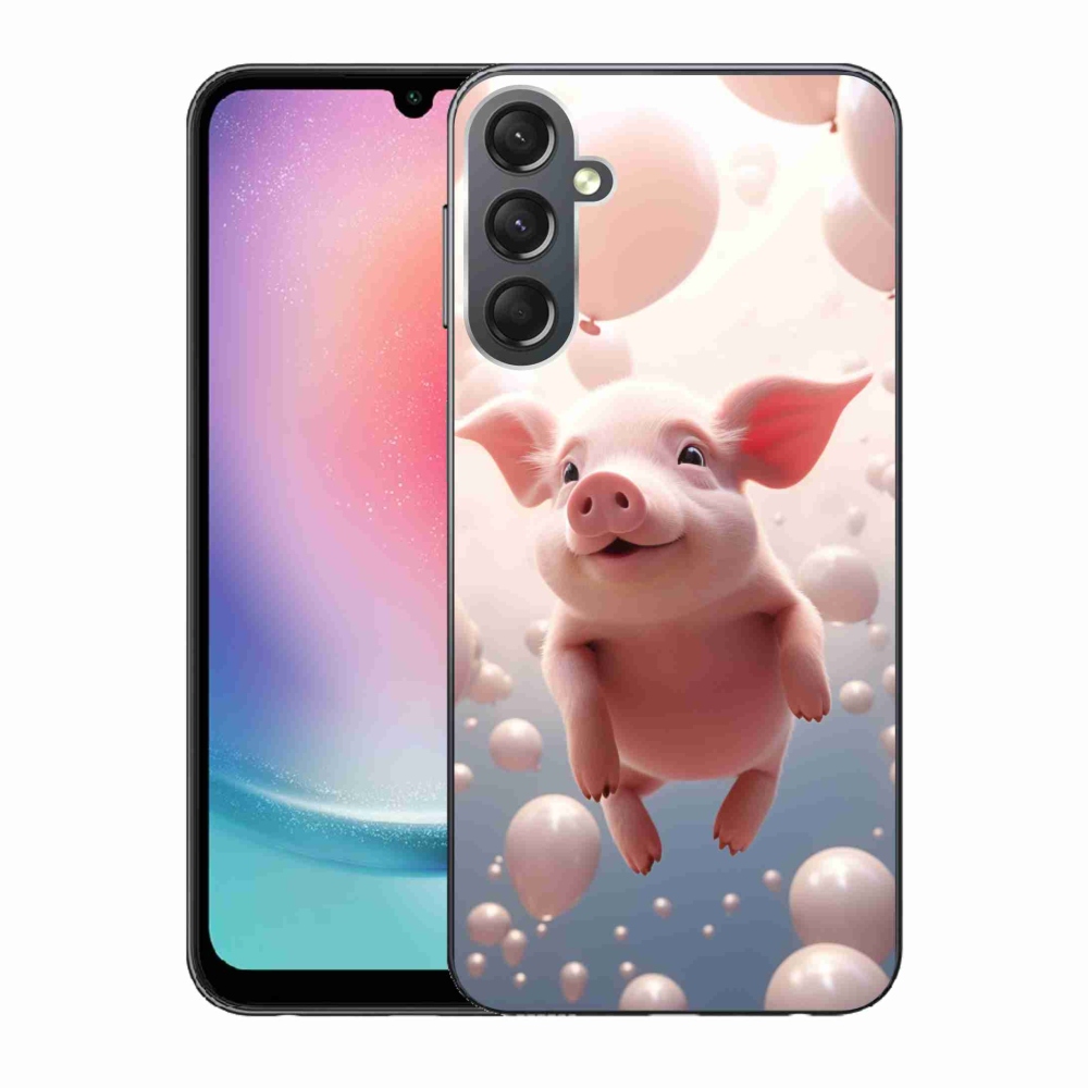 Gelový kryt mmCase na Samsung Galaxy A24 - prasátko s balónky