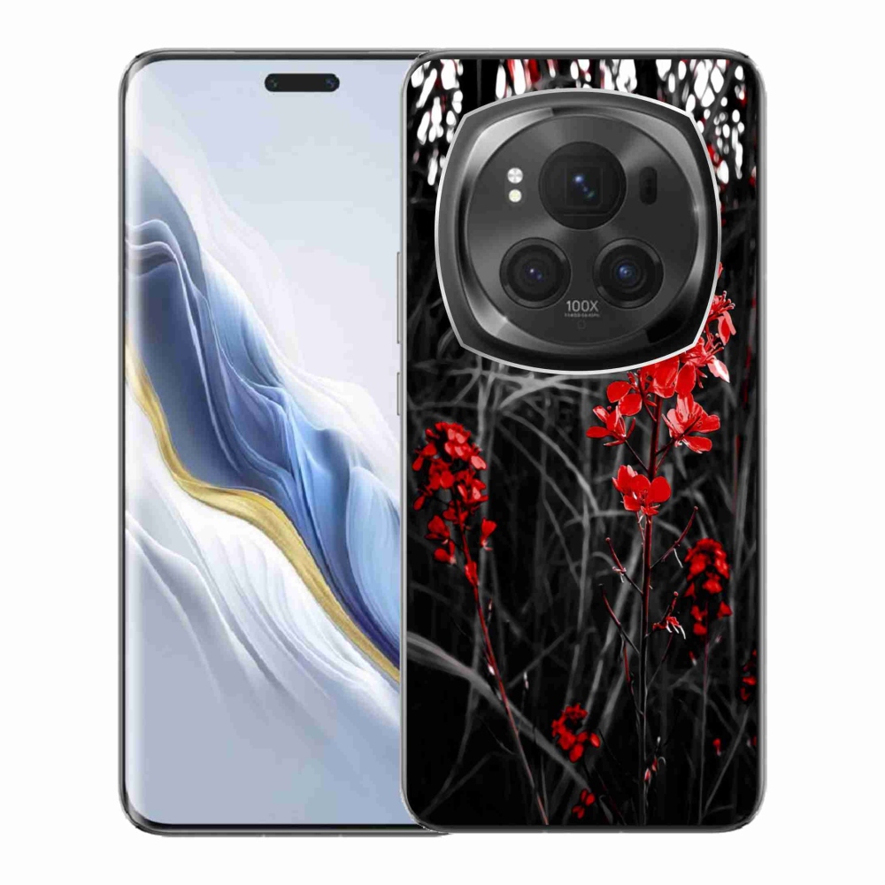 Gelový kryt mmCase na Honor Magic 6 Pro 5G - červená rostlina