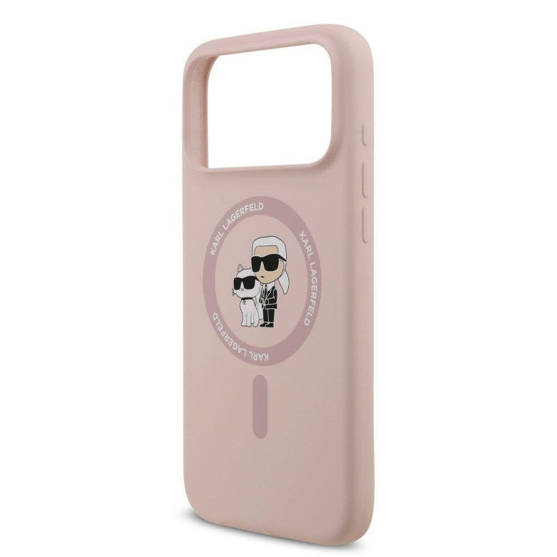 Karl Lagerfeld Liquid Silicone Karl and Choupette MagSafe Zadní Kryt pro iPhone 18 Pro Max Pink