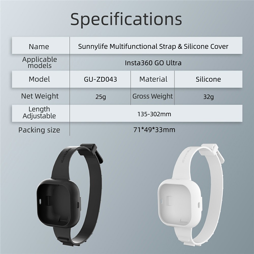 Silikonový ochranný obal s poutkem na ruku Sunnylife pro Insta360 GO Ultra – černý