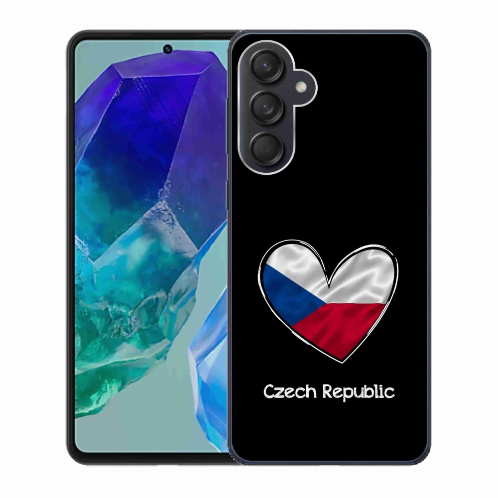 Gelový kryt mmCase na Samsung Galaxy M55 5G - vlajka srdce černé pozadí