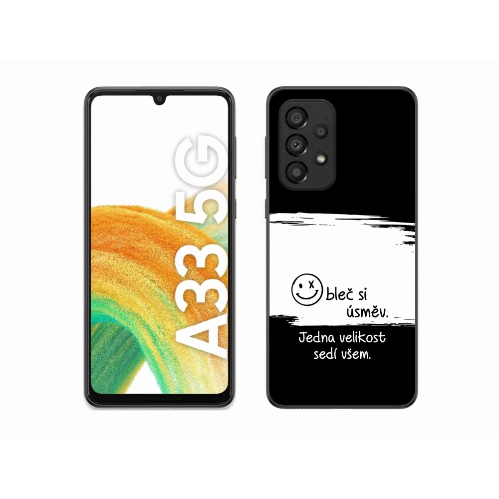 Gelový kryt mmCase na Samsung Galaxy A33 5G - vtipný text 8 bíločerné pozadí