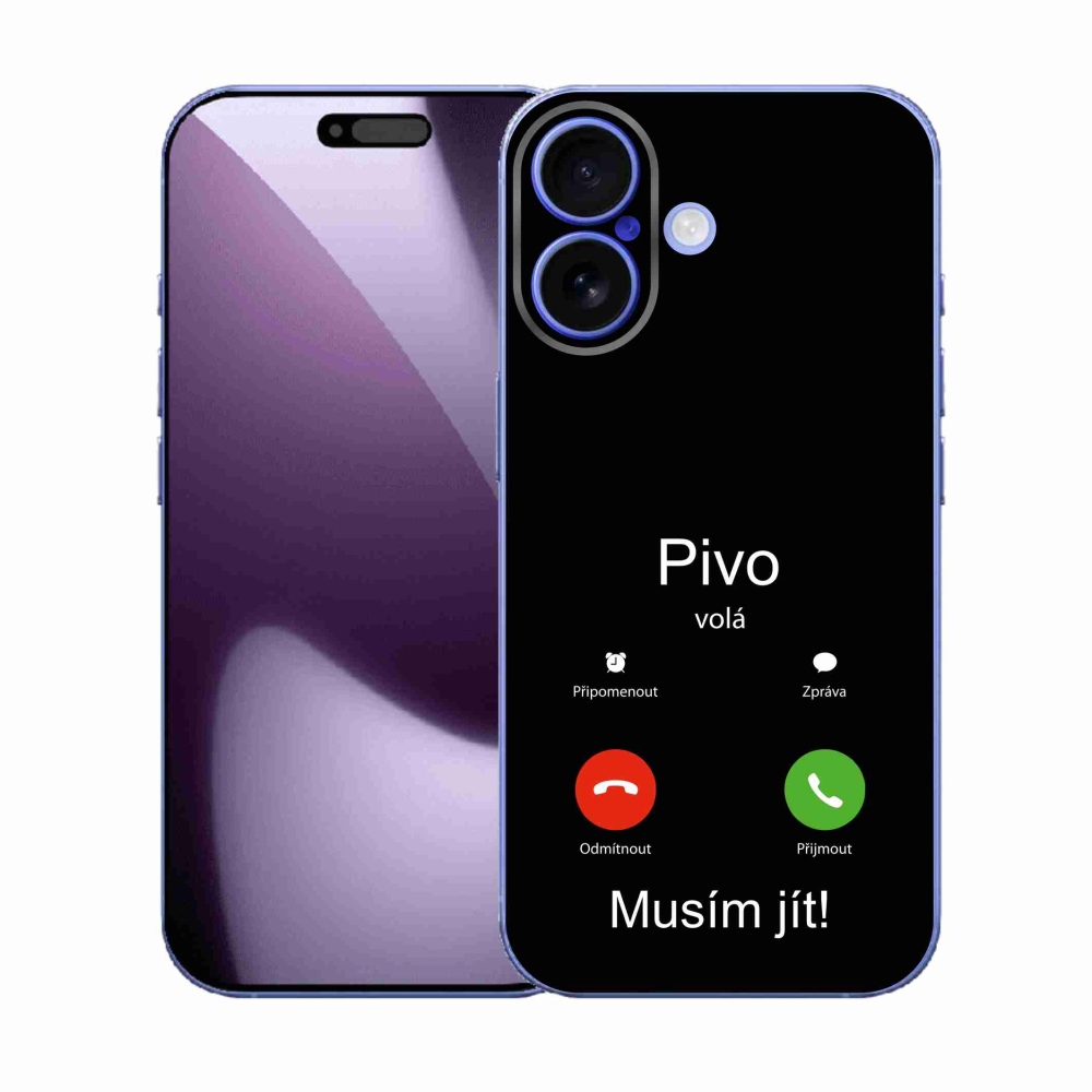 Gelový kryt mmCase na iPhone 17 - pivo volá černé pozadí