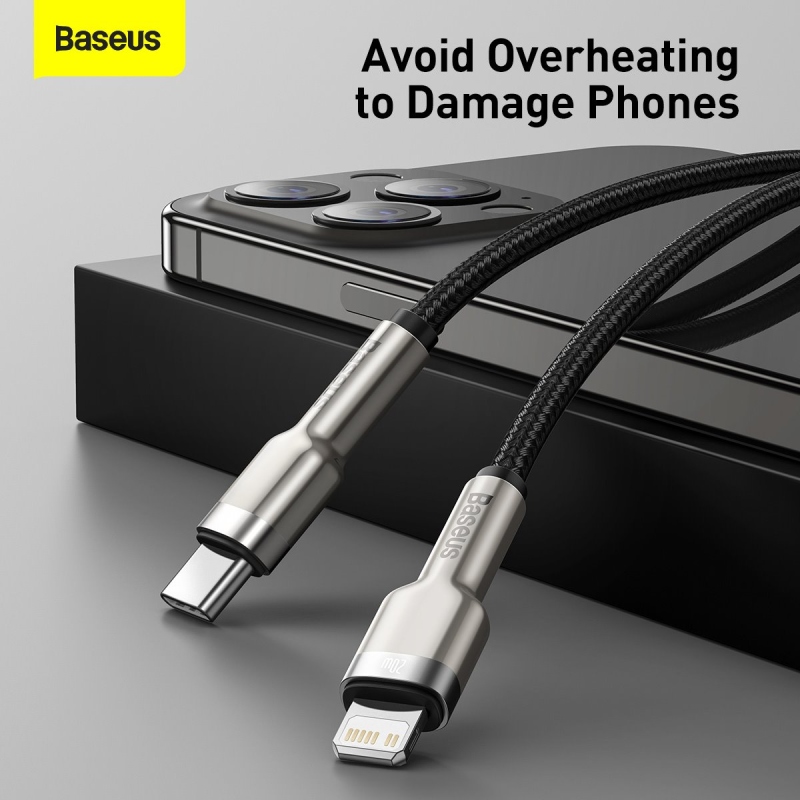 Baseus Cafule Metal Series Datový Kabel USB-C - Lighting 20W 0.25m Black