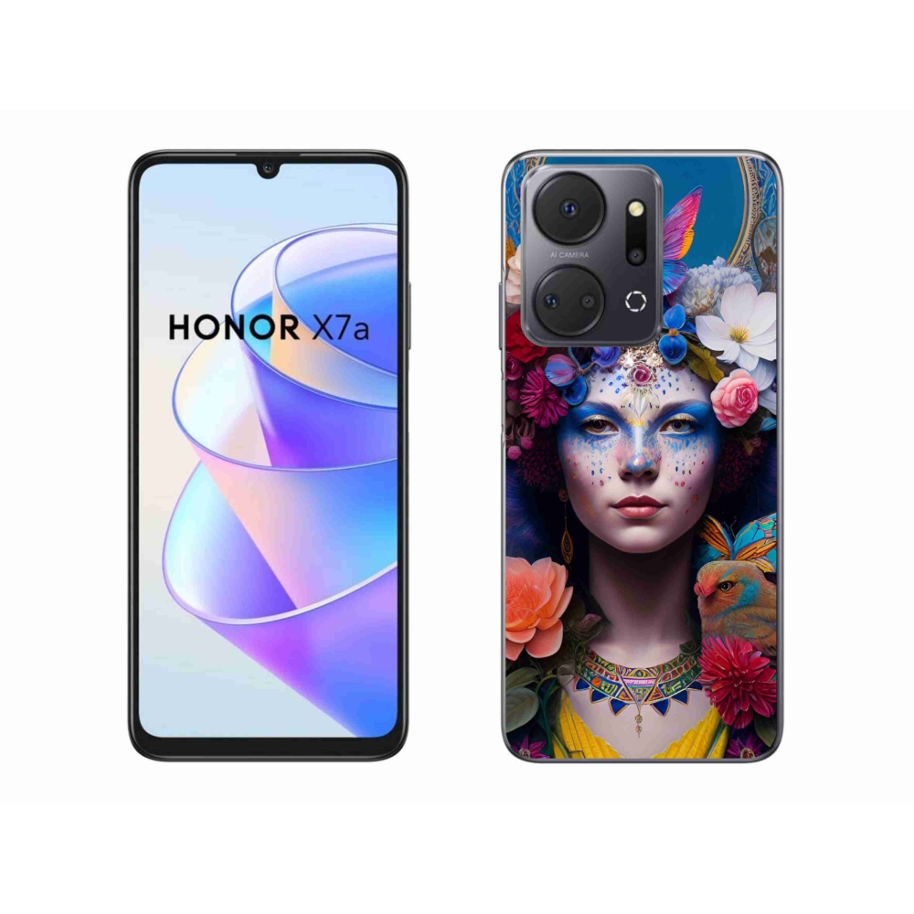 Gelový kryt mmCase na Honor X7a - žena s květinami