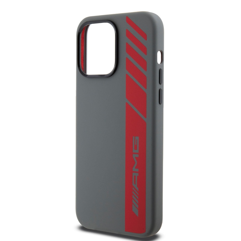 AMG Liquid Silicone Vertical Logo MagSafe Zadní Kryt pro iPhone 15 Pro Max Grey
