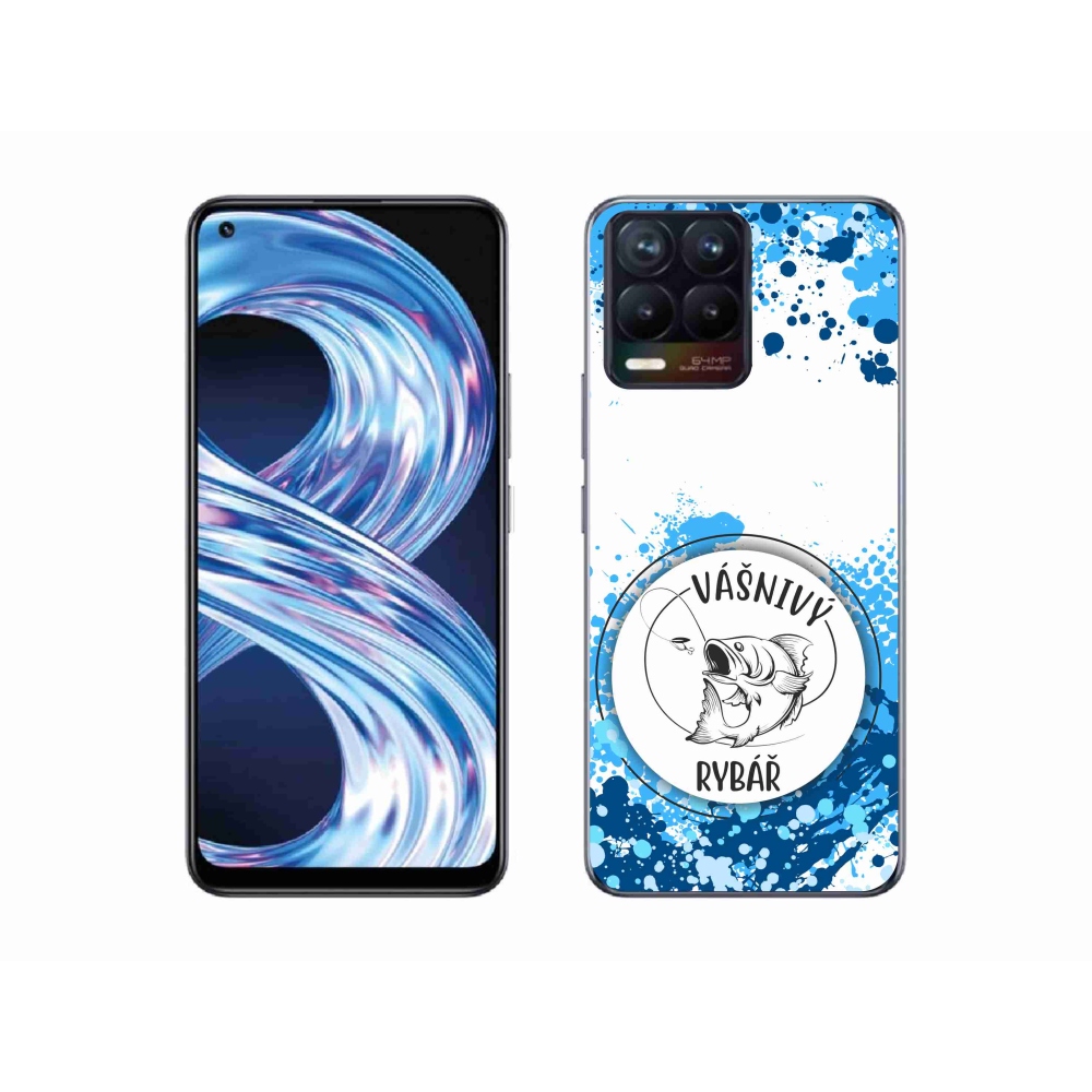 Gelový kryt mmCase na Realme 8 4G - vášnivý rybář bílé pozadí