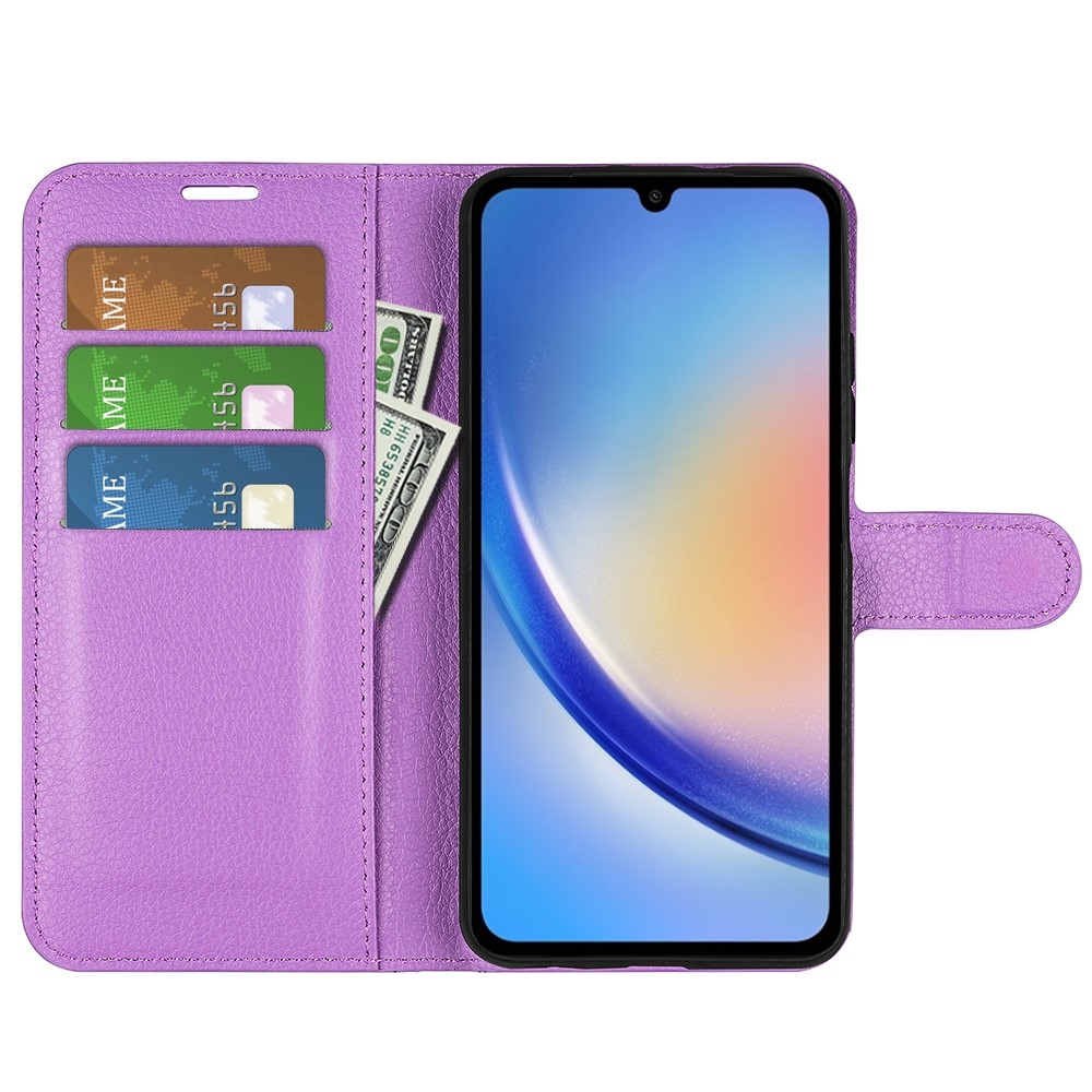 Litchi knížkové pouzdro na Samsung Galaxy A35 5G - fialové