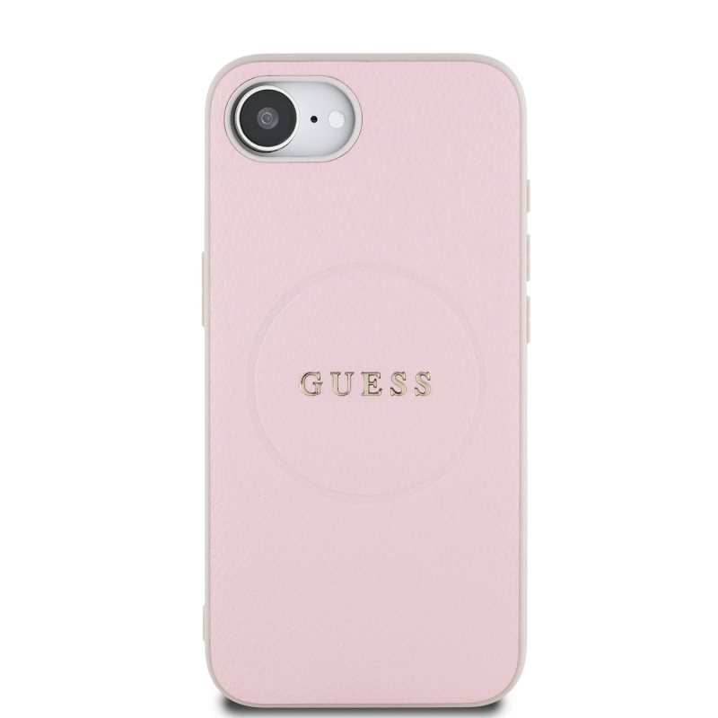 Guess PU Grained Classic Logo MagSafe Zadní Kryt pro iPhone 16e Pink