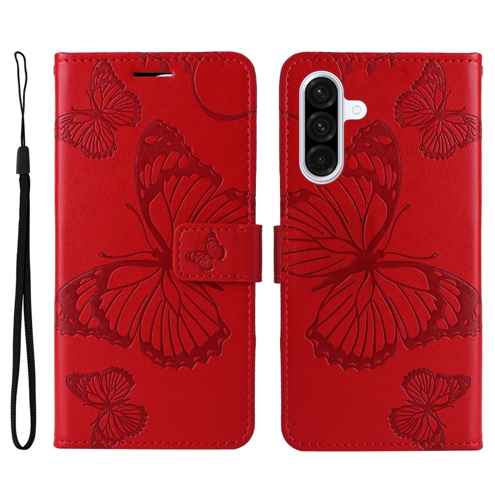 Big Butterfly knížkové pouzdro na Samsung Galaxy A36 5G - červené