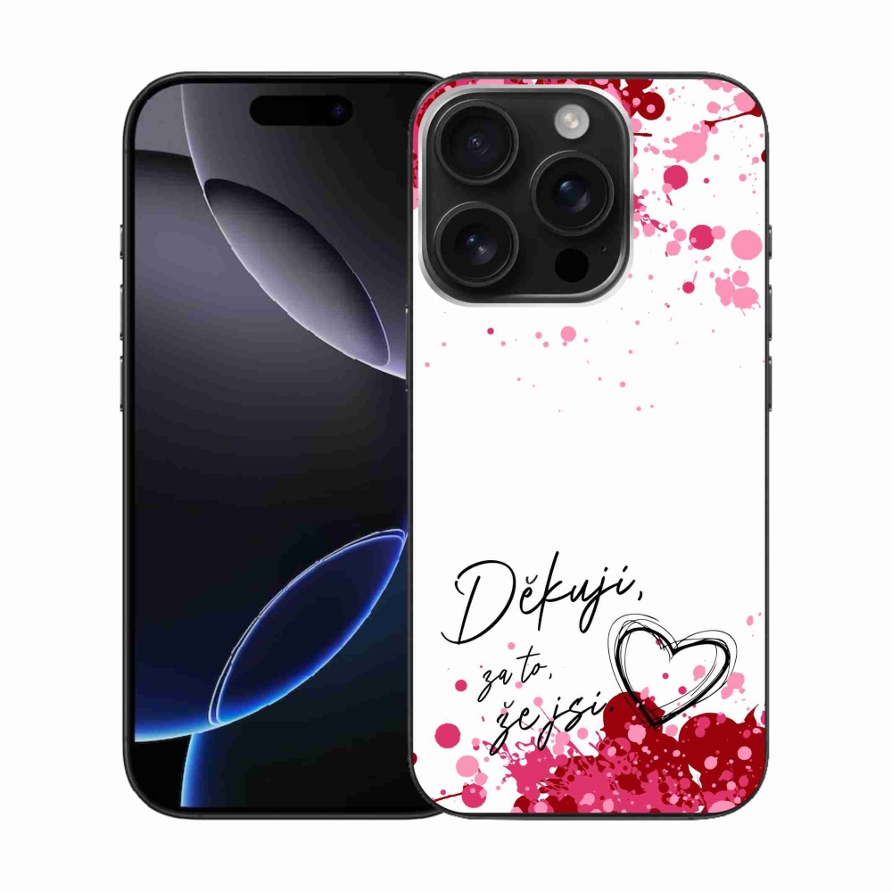 Gelový kryt mmCase na iPhone 16 Pro - zamilovaný text 2 bílé pozadí