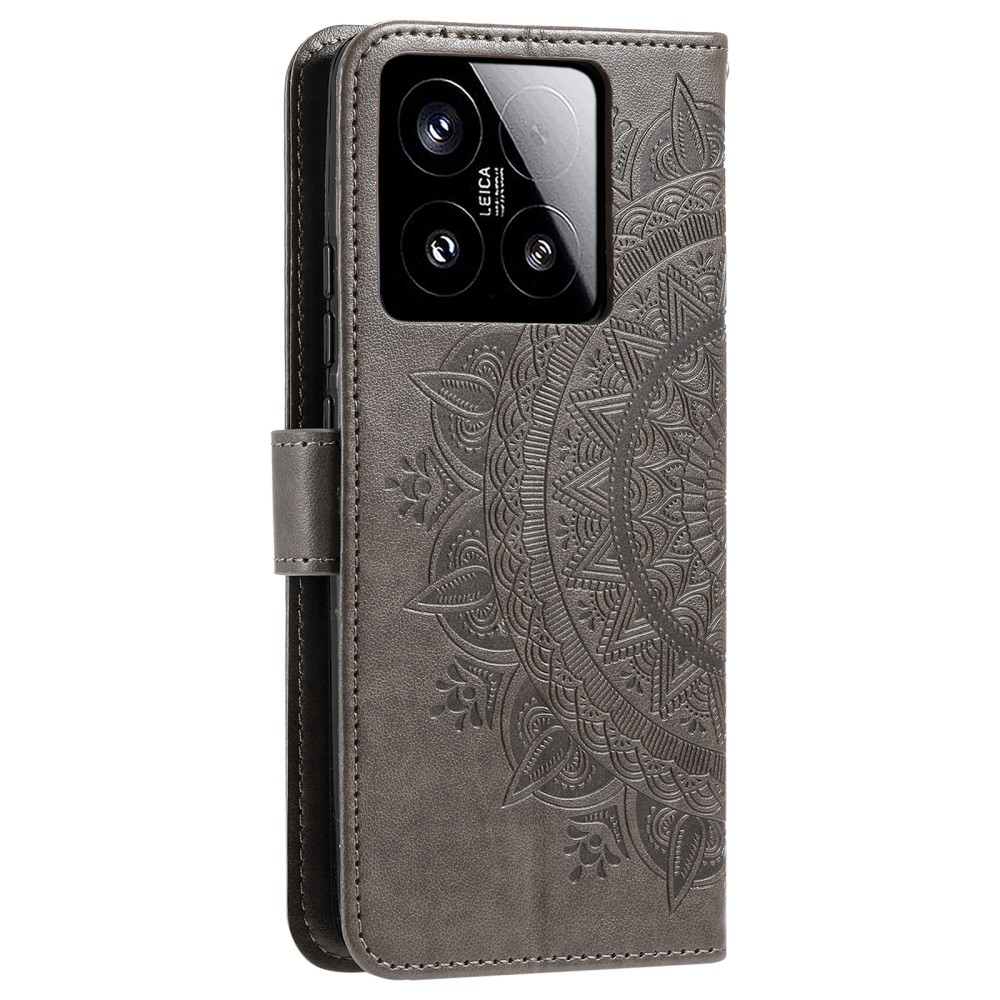 Mandala knížkové pouzdro na Xiaomi 15 - šedé