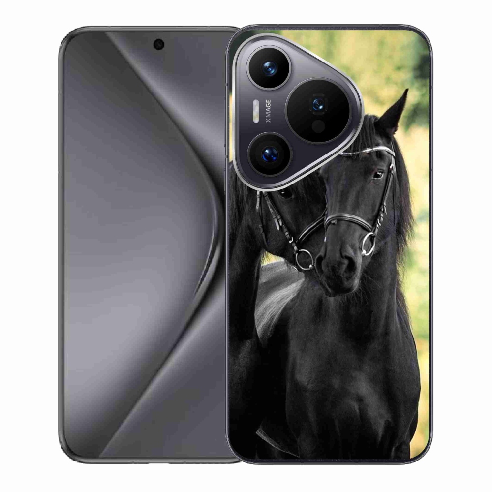 Gelový kryt mmCase na Huawei Pura 70 - dva černí koně