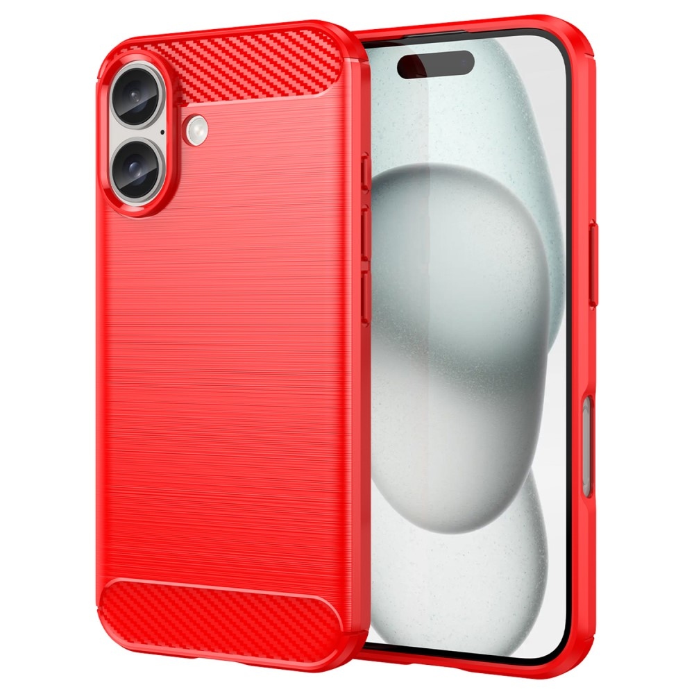 Carbon odolný gelový obal na iPhone 16 - červený