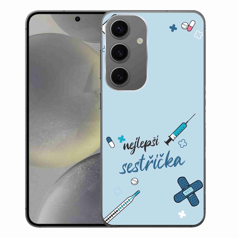 Gelový kryt mmCase na Samsung Galaxy S24+ - nejlepší sestřička modré pozadí