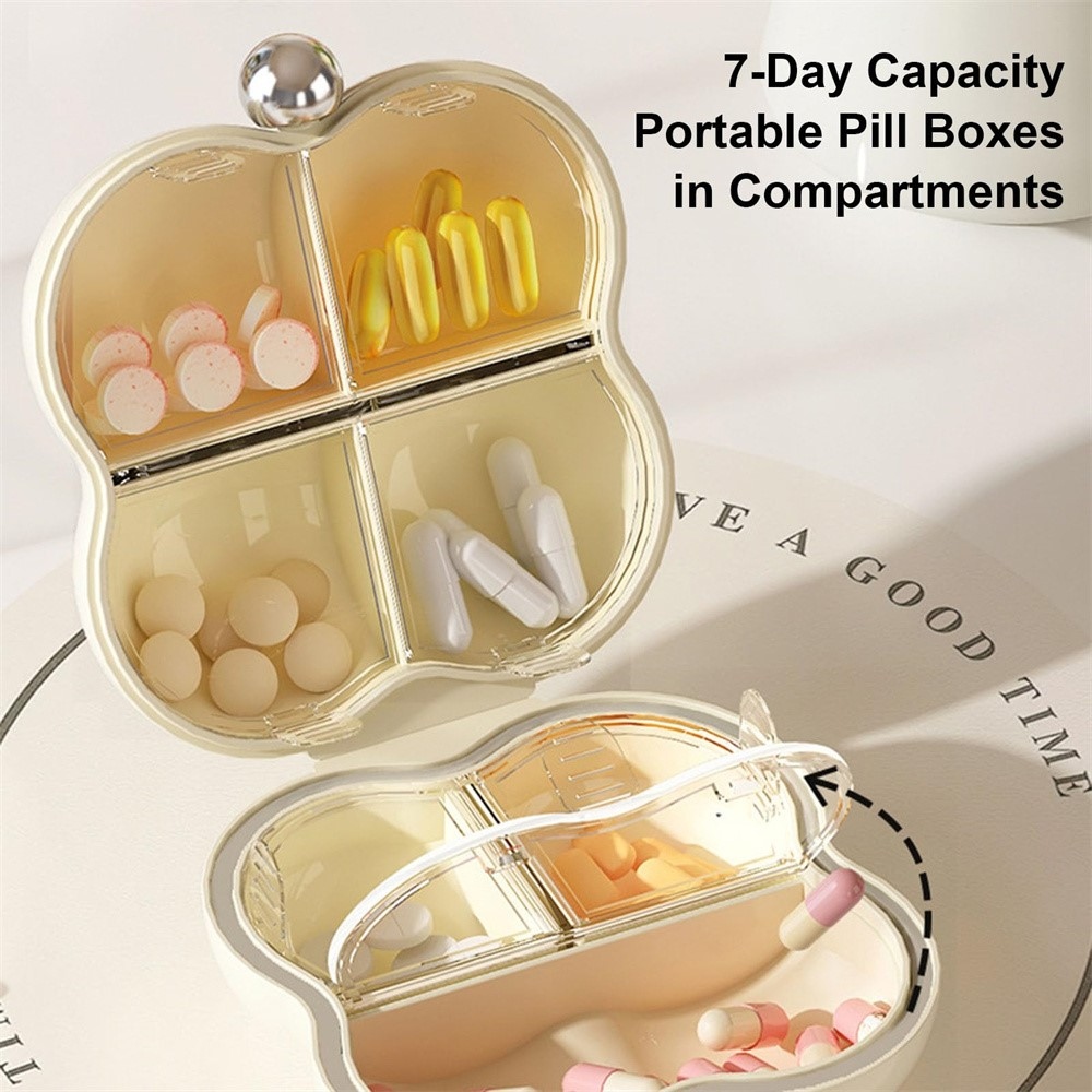 Mini organizér na léky a šperky se 7 přihrádkami - květinový bílý