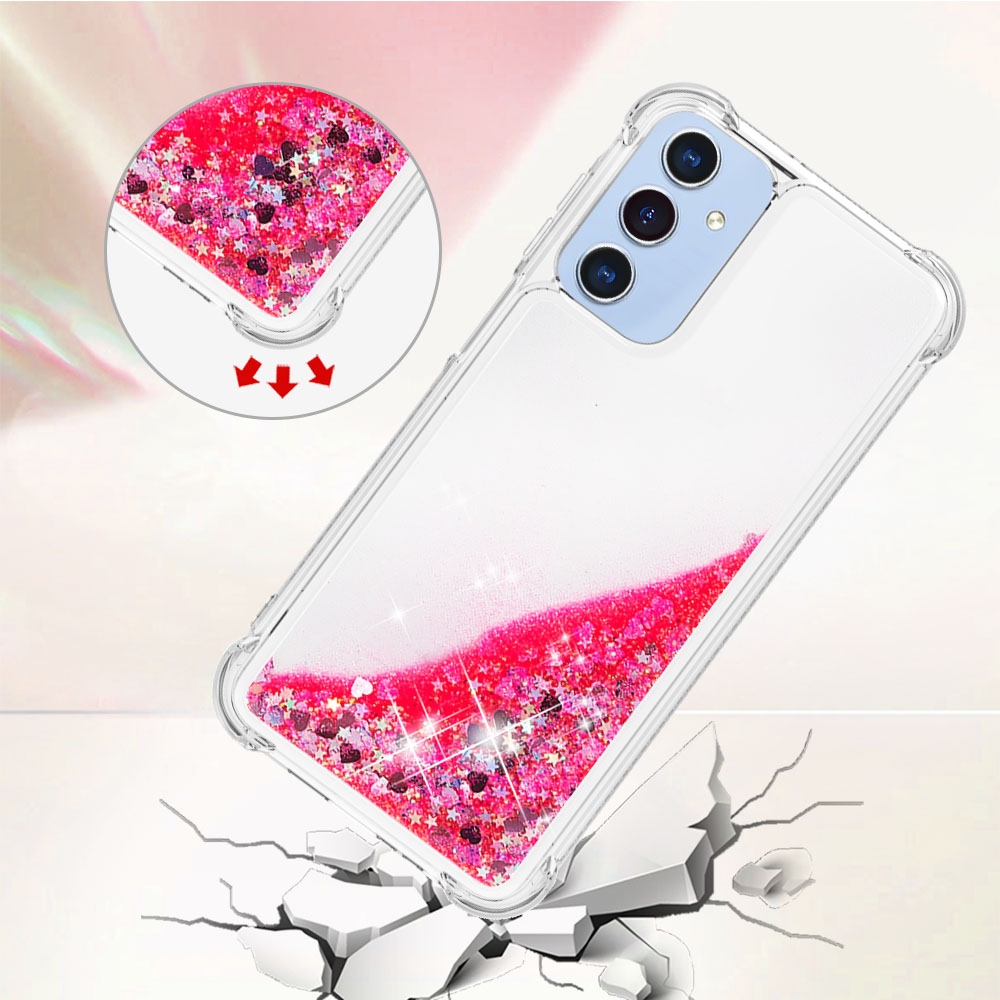 Glitter přesýpací gelový obal na Samsung Galaxy A17 5G - růžový/srdíčka