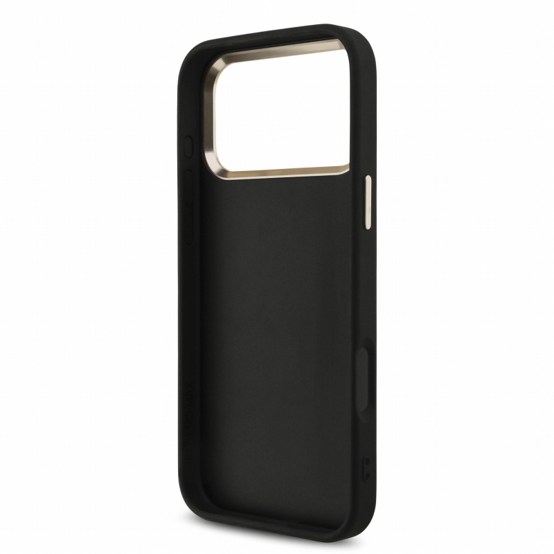 Guess PU 4G Metal Logo Strap Zadní Kryt pro iPhone 18 Pro Max Black