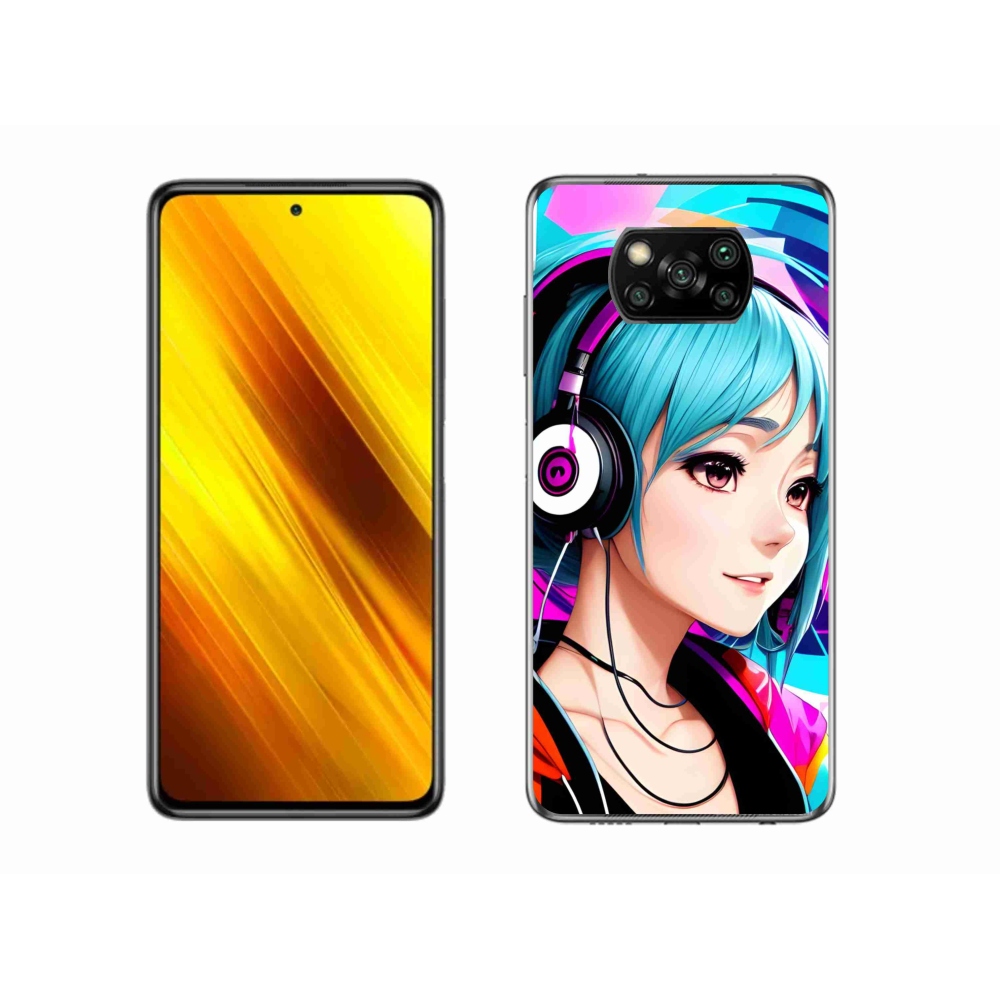 Gelový kryt mmCase na Xiaomi Poco X3 - dívka se sluchátky