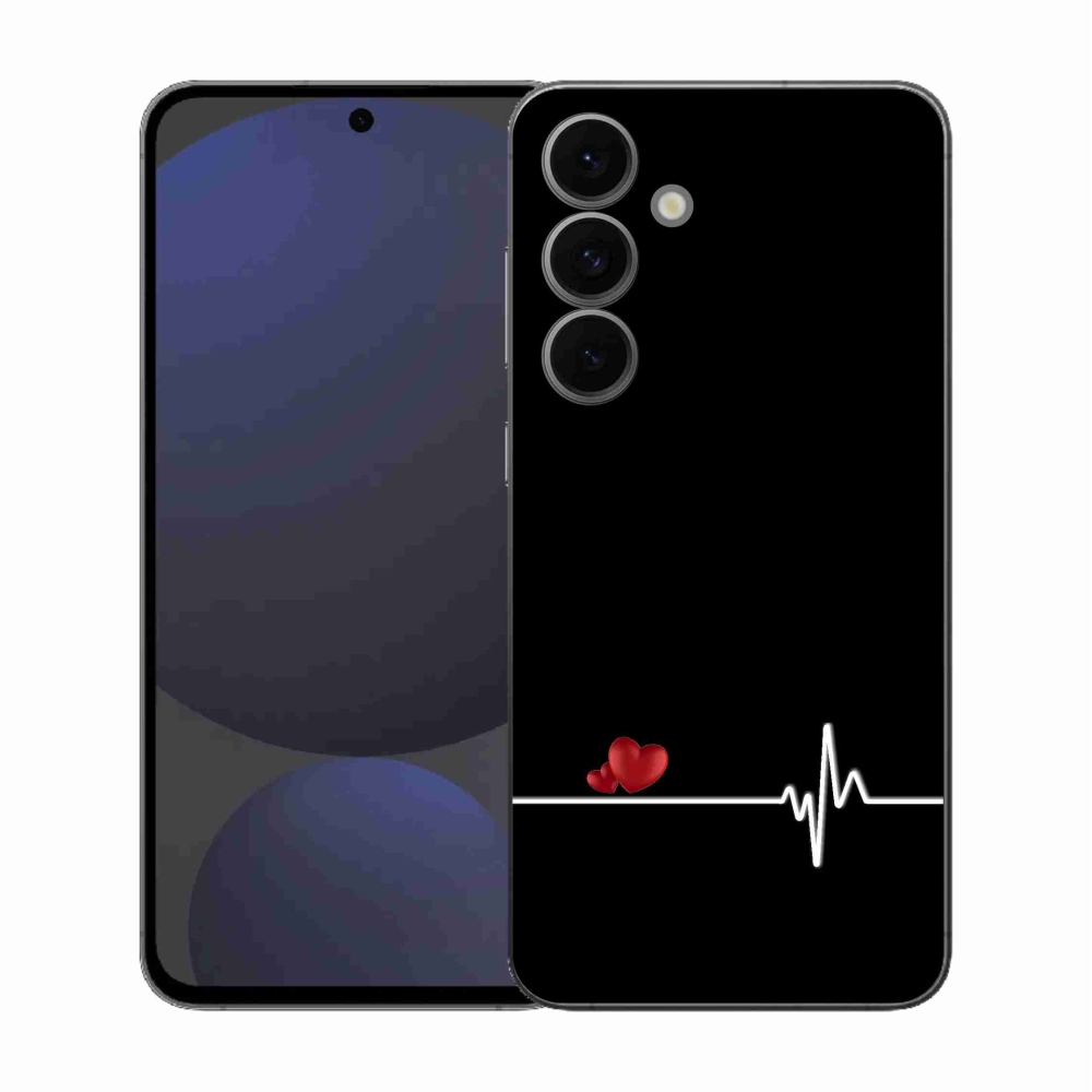 Gelový kryt mmCase na Samsung Galaxy S25 FE - srdce a tep černé pozadí